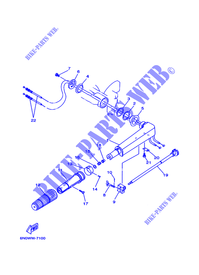 DIRECTION pour Yamaha 6C 2 Stroke, Manual Starter, Tiller Handle, Manual Tilt de 1998