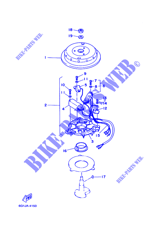 ALLUMAGE pour Yamaha 6C 2 Stroke, Manual Starter, Tiller Handle, Manual Tilt de 1997