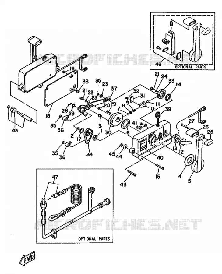 BOITIER DE COMMANDE A DISTANCE Yamaha OUTBOARD ENGINES 6hp (4.4kW) 1987 6  6C