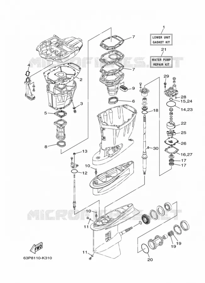 KIT DE REPARATION 2 Yamaha OUTBOARD ENGINES 150hp (110.3kW) 2011 F150  F150AETX