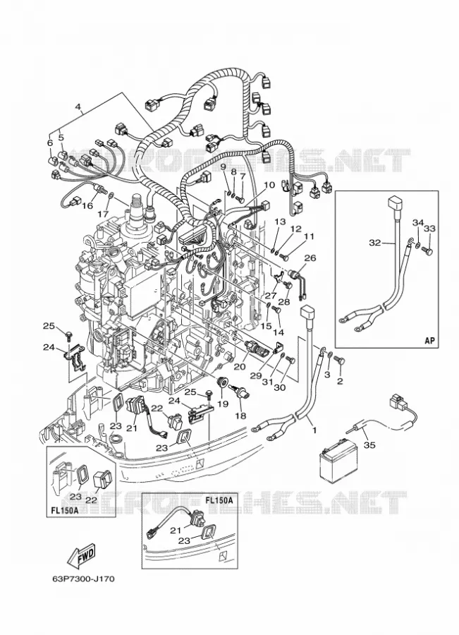 PARTIE ELECTRIQUE 3 Yamaha OUTBOARD ENGINES 150hp (110.3kW) 2011 F150  F150AETX