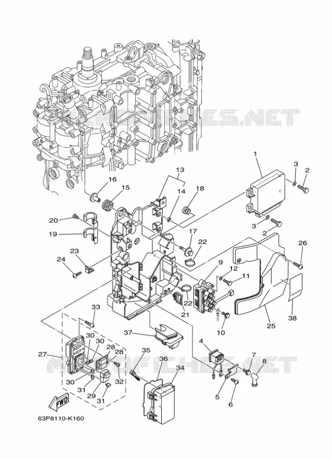 PARTIE ELECTRIQUE 2 Yamaha OUTBOARD ENGINES 150hp (110.3kW) 2011 F150  F150AETL