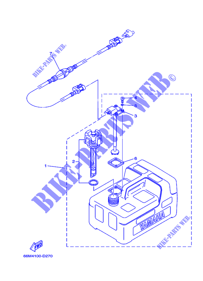 RESERVOIR A CARBURANT pour Yamaha 6D 2-Stroke, Manual Starter, Tiller Handle, Pre-Mixing de 2007