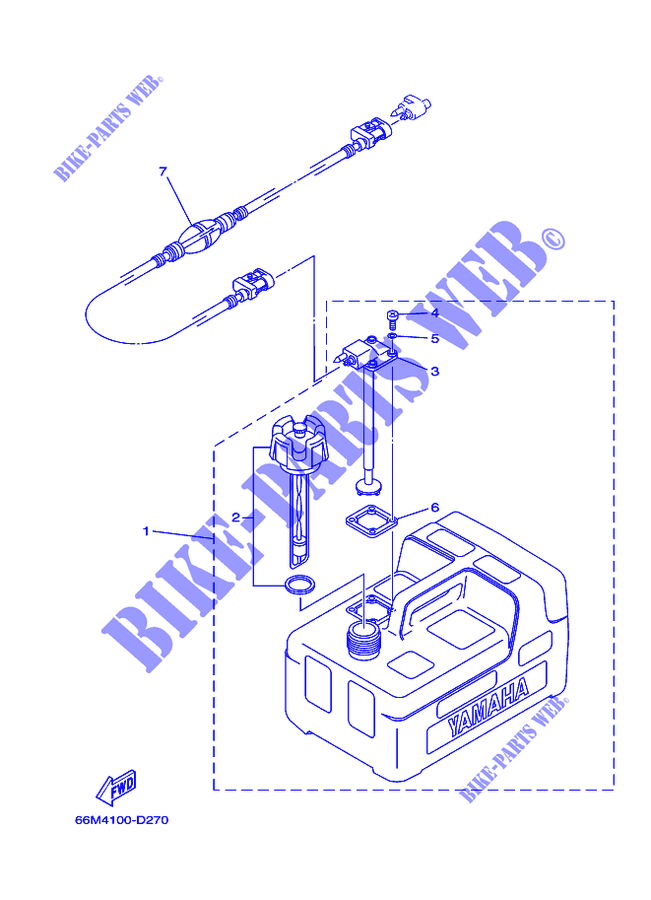 RESERVOIR A CARBURANT pour Yamaha 6D 2-Stroke, Manual Starter, Tiller Handle, Pre-Mixing de 2006