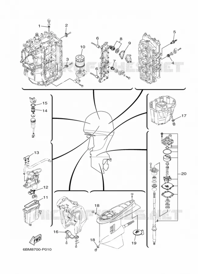 PIECES D'ENTRETIEN Yamaha OUTBOARD ENGINES 150hp (110.3kW) 2017 F150  F150FETX