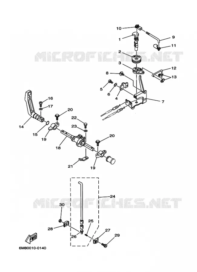 COMMANDE D'ACCELERATEUR Yamaha OUTBOARD ENGINES 6hp (4.4kW) 2004 6  6DMHS