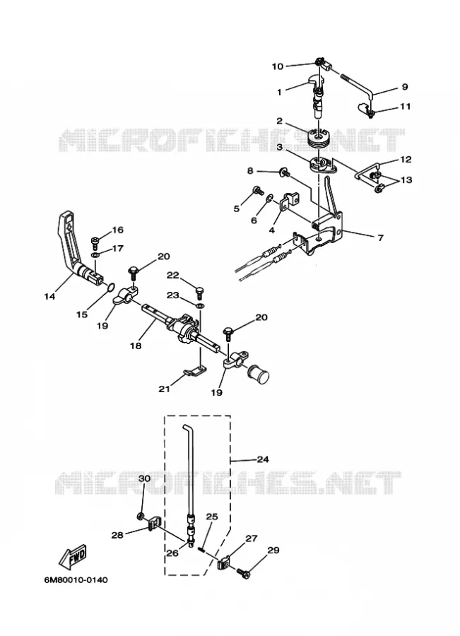COMMANDE D'ACCELERATEUR Yamaha OUTBOARD ENGINES 6hp (4.4kW) 2003 6  6DMHS