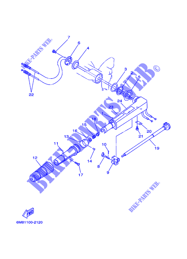 DIRECTION pour Yamaha 6D 2 Stroke, Manual Starter, Tiller Handle, Manual Tilt de 2002