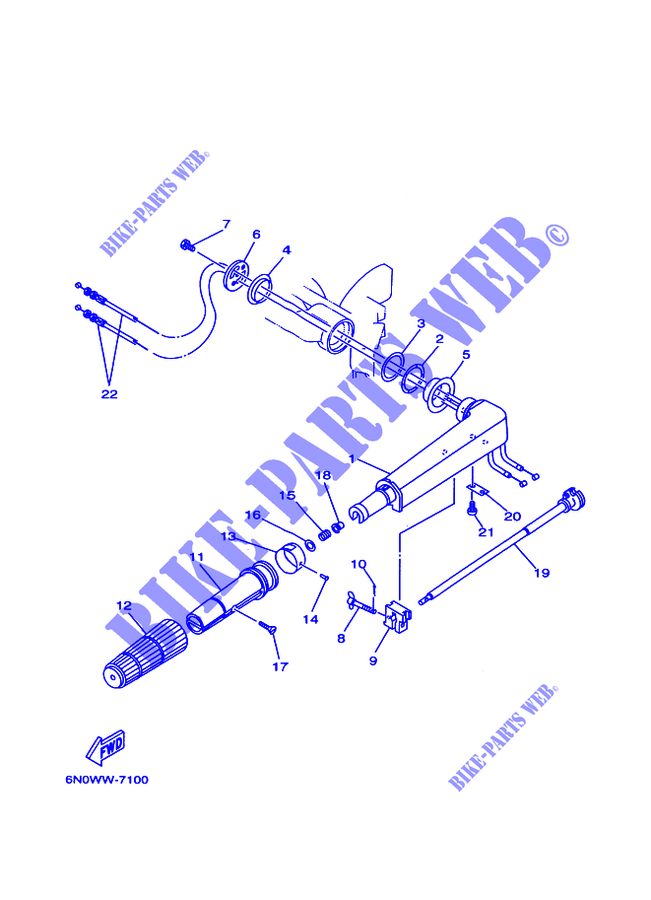 DIRECTION pour Yamaha 6D 2 Stroke, Manual Starter, Tiller Handle, Manual Tilt de 1998