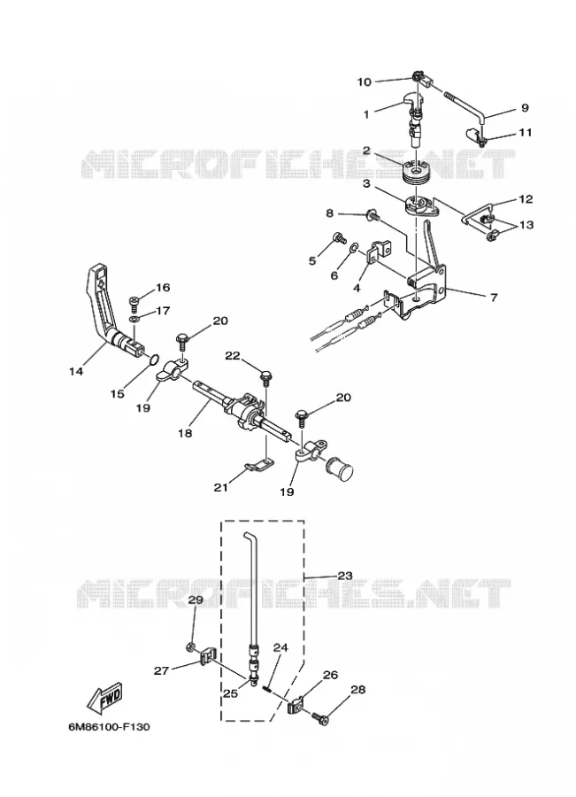 COMMANDE D'ACCELERATEUR Yamaha OUTBOARD ENGINES 8hp (5.9kW) 2007 8  8C