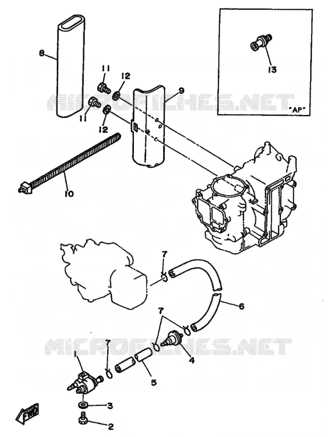 SUPPORT / REPOSE PIEDS Yamaha OUTBOARD ENGINES 8hp (5.9kW) 1994 8  8C