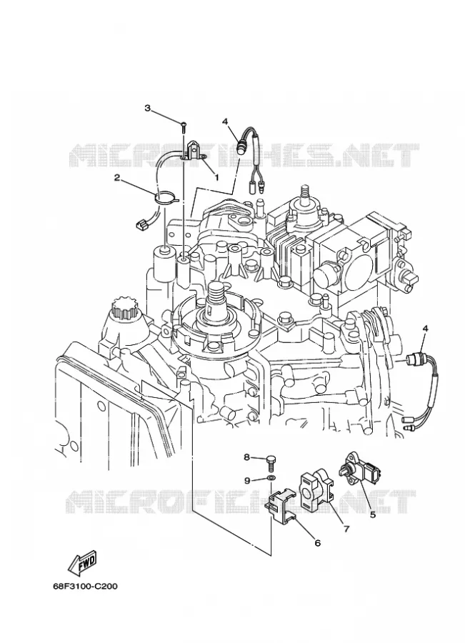 PIECES ELECTRIQUE 4 Yamaha OUTBOARD ENGINES 200hp (147.1kW) 2006 LZ200  LZ200NETOX