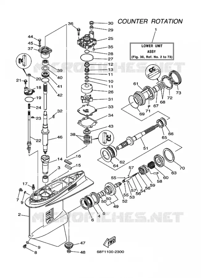 CARTER INFERIEUR ET TRANSMISSION 3 Yamaha OUTBOARD ENGINES 200hp (147.1kW) 2004 LZ200  LZ200NETOX