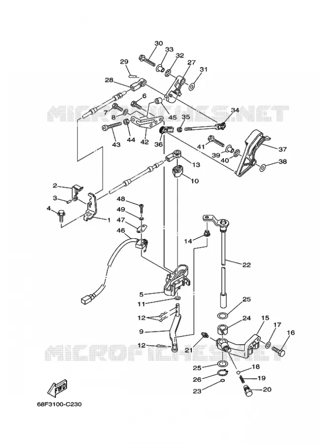 COMMANDE D'ACCELERATEUR Yamaha OUTBOARD ENGINES 200hp (147.1kW) 2004 LZ200  LZ200NETOX
