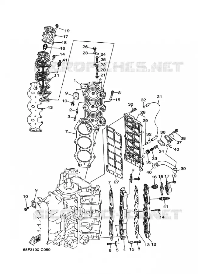 CYLINDRE / CARTER MOTEUR 2 Yamaha OUTBOARD ENGINES 200hp (147.1kW) 2004 LZ200  LZ200NETOX