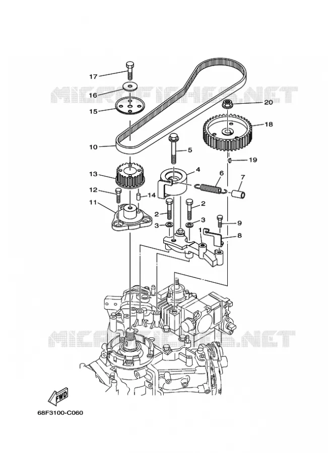 ENGRENAGE D'ENTRAINEMENT DE POMPE À CARBURANT Yamaha OUTBOARD ENGINES 200hp (147.1kW) 2004 LZ200  LZ200NETOX