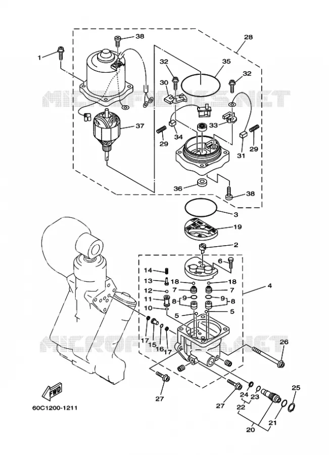 MOTEUR DE SYSTEME D'INCLINAISON 2 Yamaha OUTBOARD ENGINES 200hp (147.1kW) 2005 Z200  Z200NETOL
