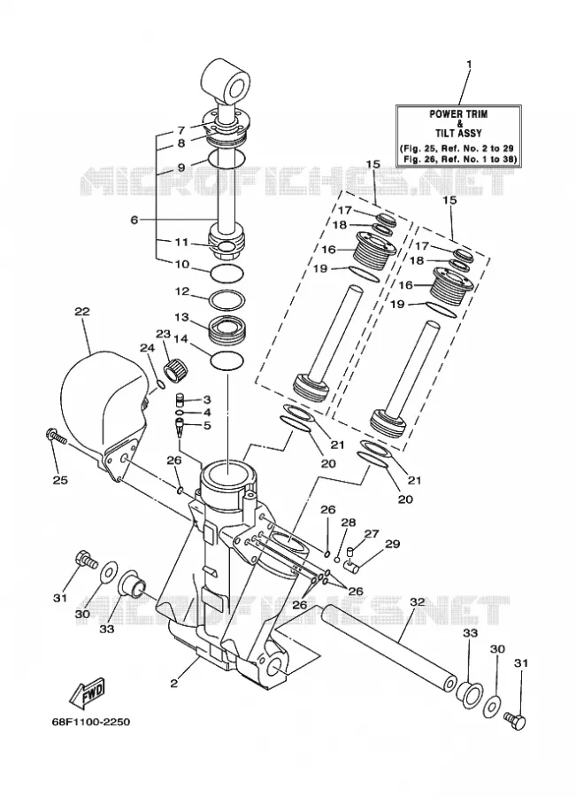 MOTEUR DE SYSTEME D'INCLINAISON 1 Yamaha OUTBOARD ENGINES 200hp (147.1kW) 2004 Z200  Z200NETOX