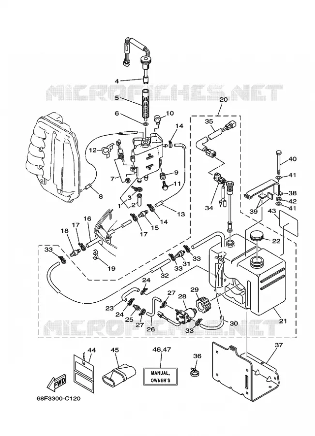 RESERVOIR D'HUILE Yamaha OUTBOARD ENGINES 200hp (147.1kW) 2004 Z200  Z200NETOL