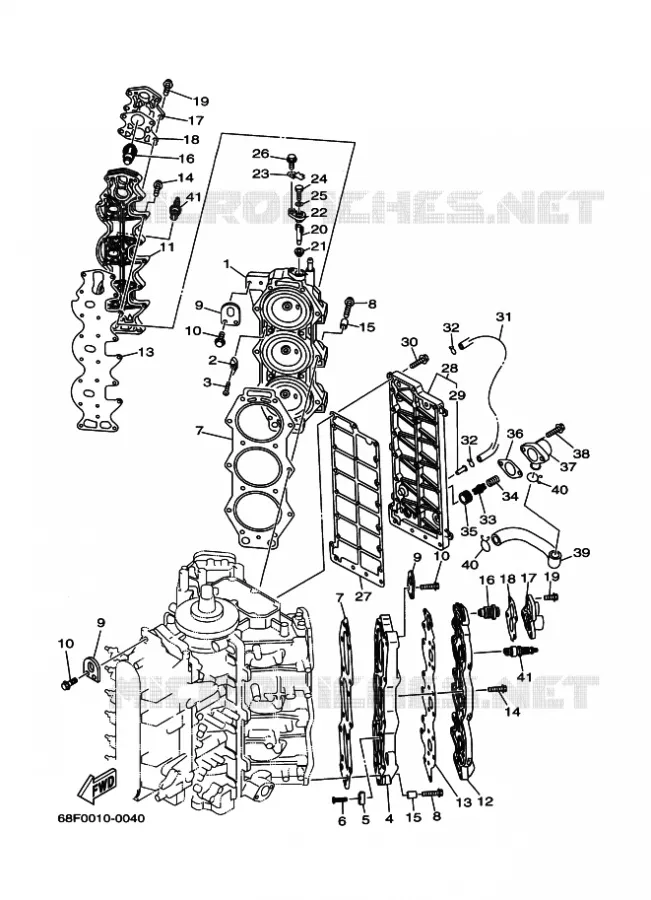 CYLINDRE / CARTER MOTEUR 2 Yamaha OUTBOARD ENGINES 200hp (147.1kW) 2002 Z200  Z200N