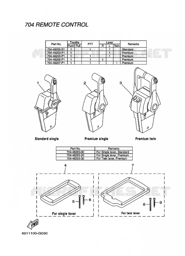 BOITIER DE COMMANDE A DISTANCE 3 Yamaha OUTBOARD ENGINES 2009 2009 RIGGING PARTS-2009  RIGGING PARTS-2009