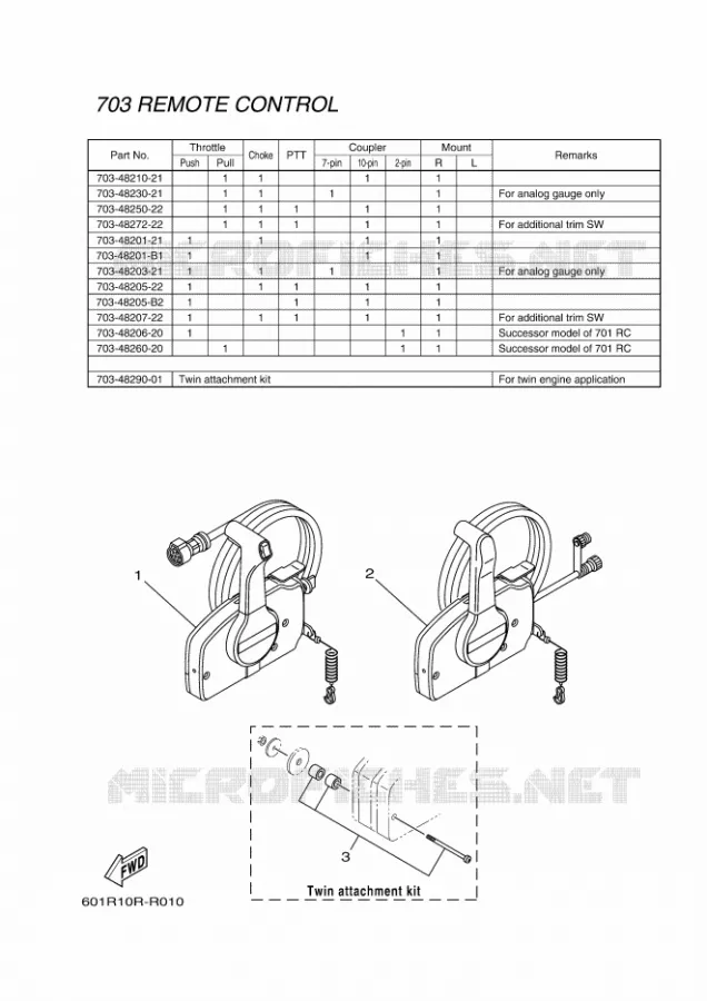 BOITIER DE COMMANDE A DISTANCE 1 Yamaha OUTBOARD ENGINES 2017 2017 RIGGING REMOCON-2017  RIGGING REMOCON-2017