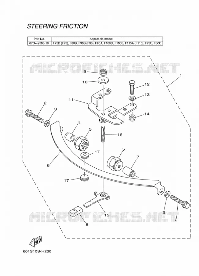 PIECES DE DIRECTION 12 Yamaha OUTBOARD ENGINES 201 2011 RIGGING STEERING-201  RIGGING STEERING-201