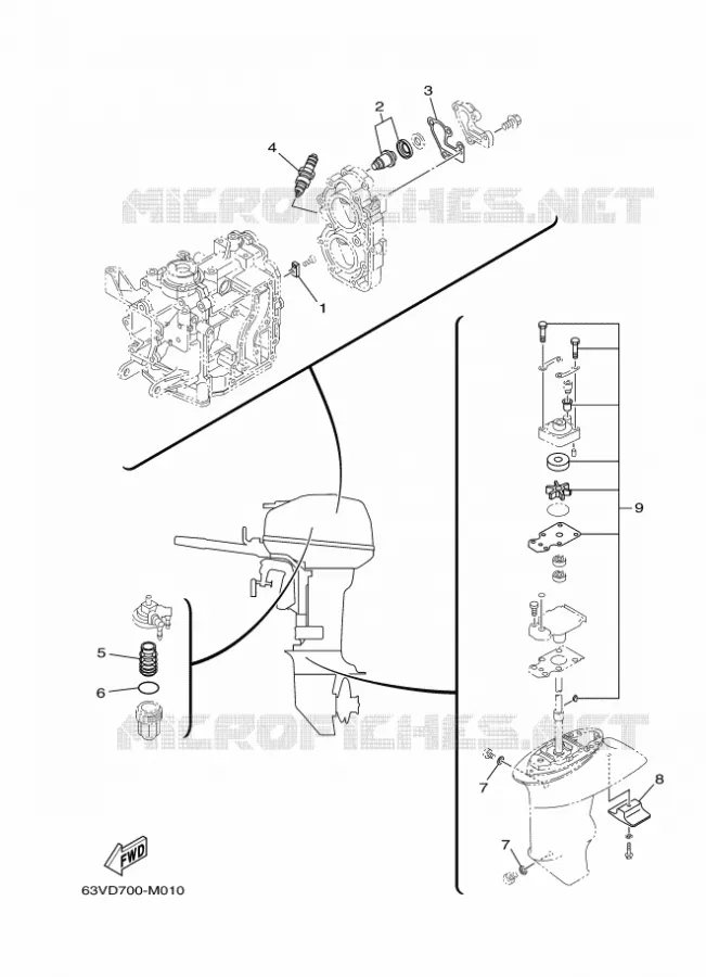 PIECES D'ENTRETIEN Yamaha OUTBOARD ENGINES 9.9hp (7.3kW) 2014 9.9  9.9FMHL