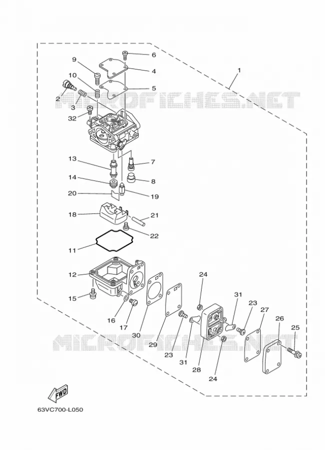 CARBURATEUR Yamaha OUTBOARD ENGINES 9.9hp (7.3kW) 2013 9.9F  9.9FMHS