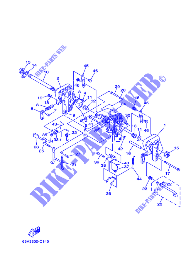 ARAIGNEE pour Yamaha 9.9F Manual Starter, Tiller Handle, Manual Tilt, Pre-Mixing, Shaft 15