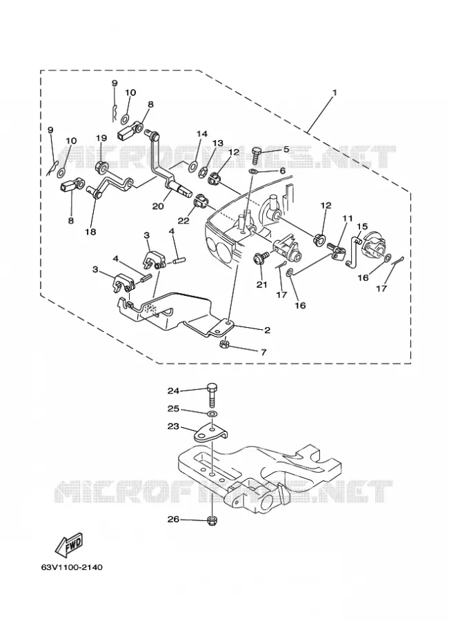 BOITIER DE COMMANDE A DISTANCE Yamaha OUTBOARD ENGINES 9.9hp (7.3kW) 2004 9.9  9.9FMHS