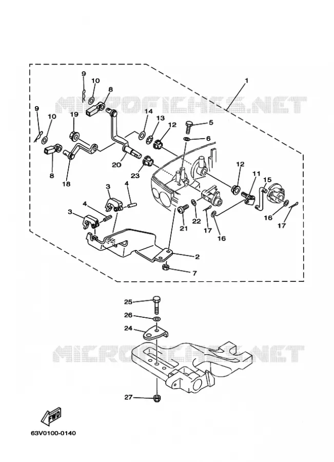 BOITIER DE COMMANDE A DISTANCE Yamaha OUTBOARD ENGINES 9.9hp (7.3kW) 2000 9.9  9.9F