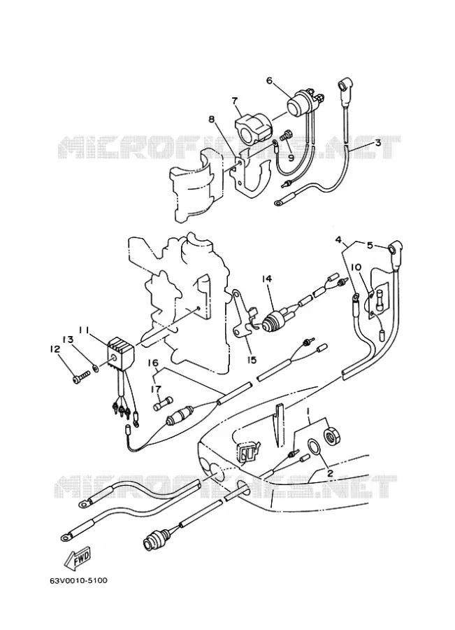 PARTIE ELECTRIQUE 2 Yamaha OUTBOARD ENGINES 9.9hp (7.3kW) 1999 9.9  9.9F
