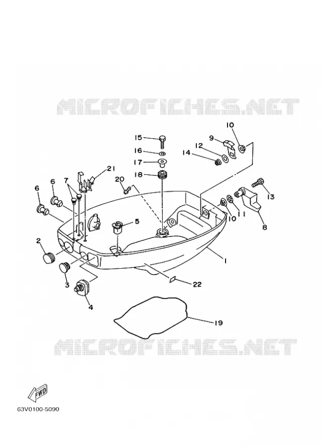 CAPOT INFERIEUR Yamaha OUTBOARD ENGINES 9.9hp (7.3kW) 1999 9.9  9.9F
