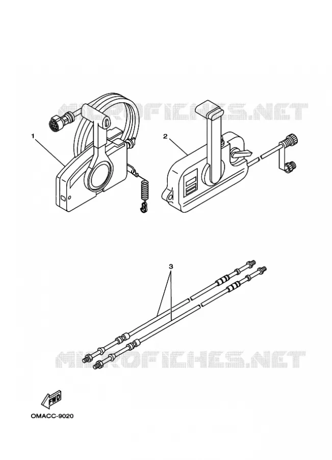 BOITIER DE COMMANDE A DISTANCE Yamaha OUTBOARD ENGINES 9.9hp (7.3kW) 1999 9.9  9.9F