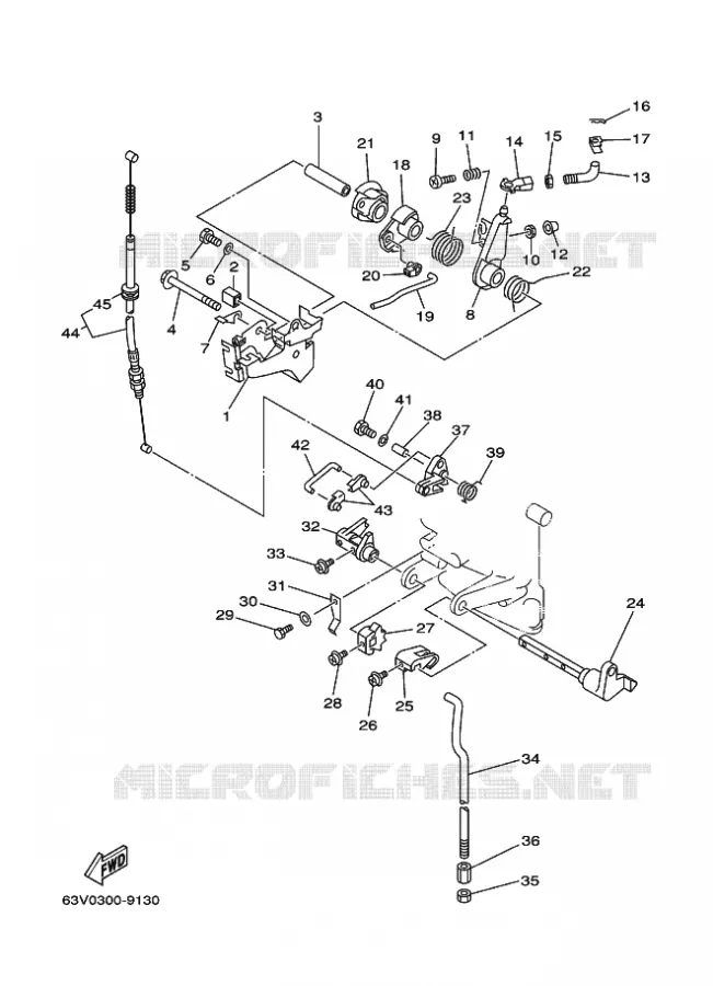 COMMANDE D'ACCELERATEUR Yamaha OUTBOARD ENGINES 9.9hp (7.3kW) 1999 9.9  9.9F