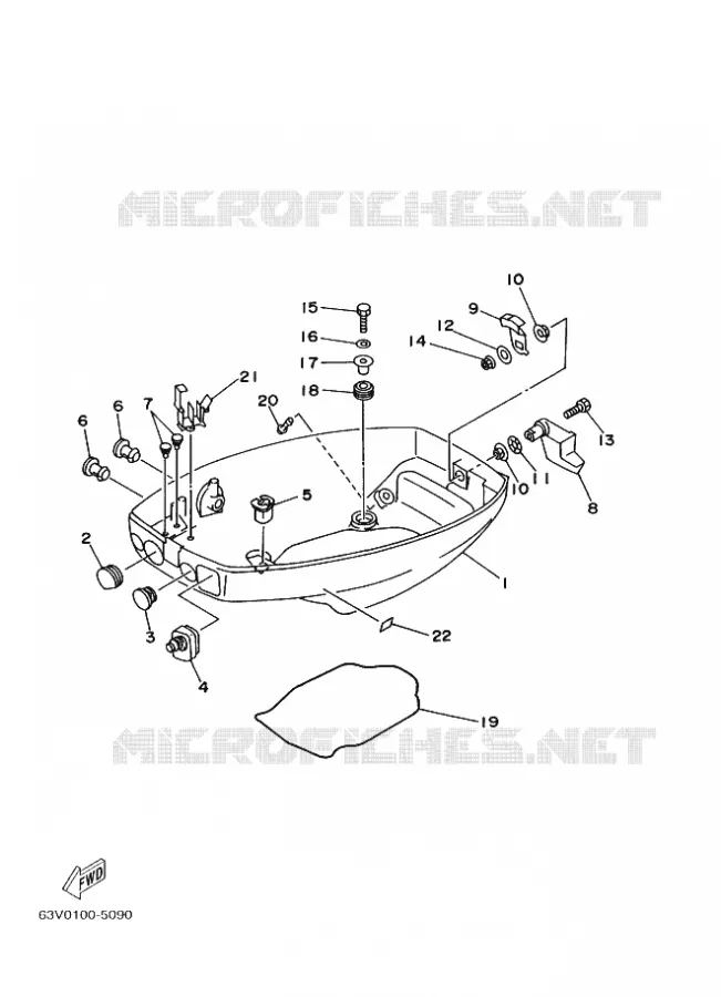 CAPOT INFERIEUR Yamaha OUTBOARD ENGINES 9.9hp (7.3kW) 1999 9.9  9.9F