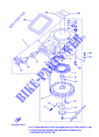 DEMARREUR pour Yamaha 15F Manual Starter, Tiller Handle, Manual Tilt, Shaft 20