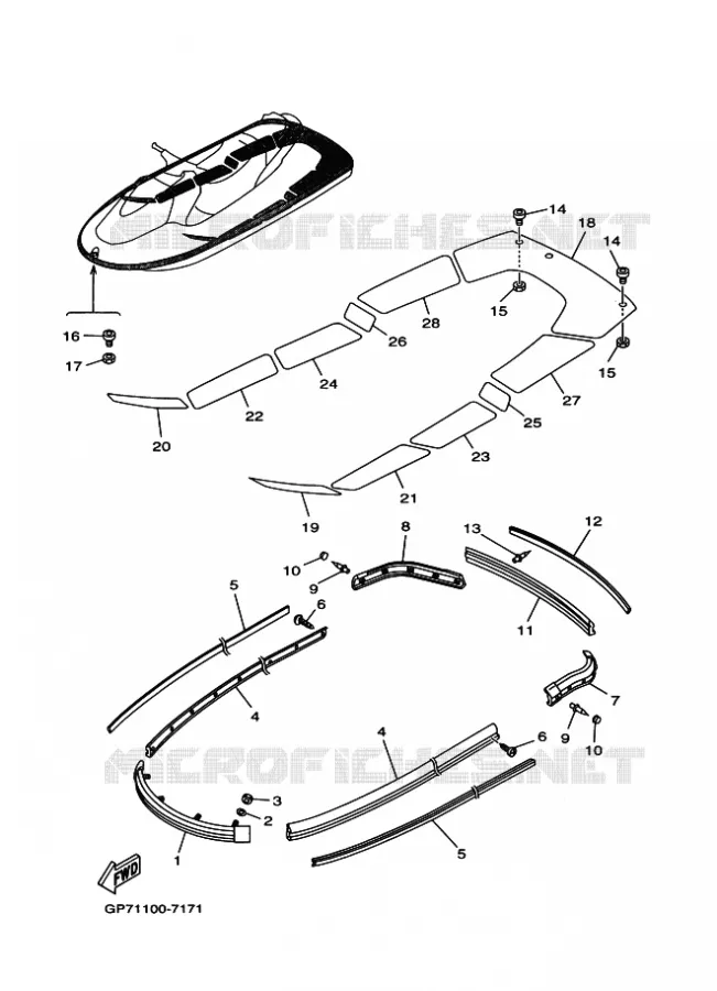 GUNWALE & MAT Yamaha WAVERUNNER 800 2000 JET  GP800Y