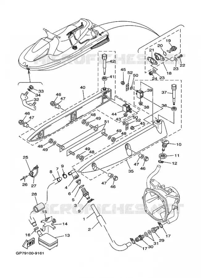 HULL & DECK Yamaha Waverunner 760 2001 JET FOR GP760  JET FOR GP760