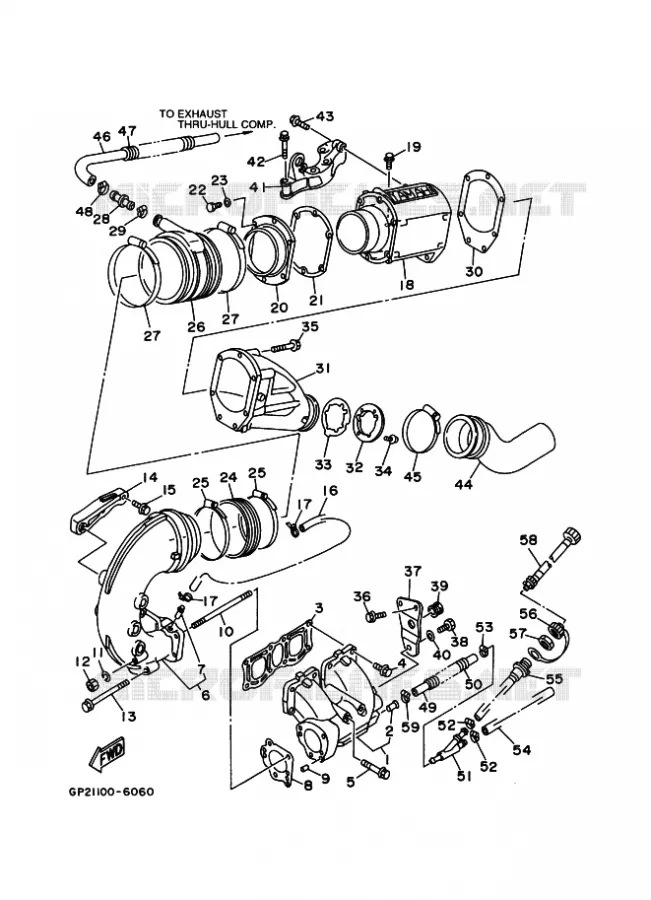 ECHAPPEMENT 1 Yamaha Waverunner 760760 1996 RA760U RA760  RA760U RA760