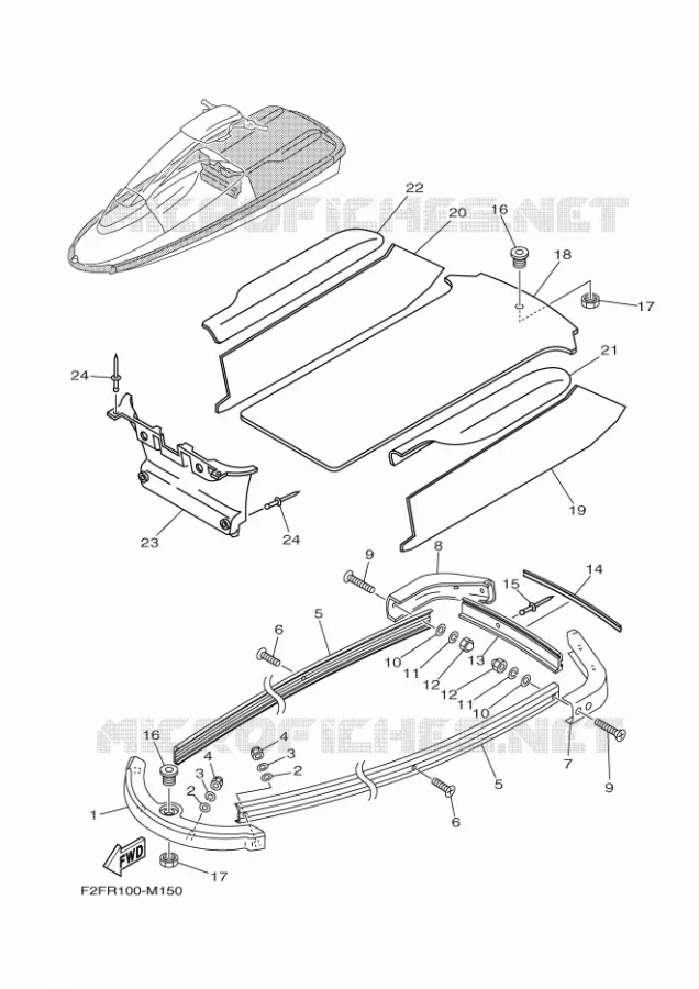 GUNWALE & MAT Yamaha WAVERUNNER 700 2016 SUPERJET  SJ700B-R