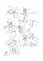 SUPPORT pour Yamaha E8D Enduro, Manual Starter, Tiller Handle, Manual Tilt, Pre-mixing, Shaft 20
