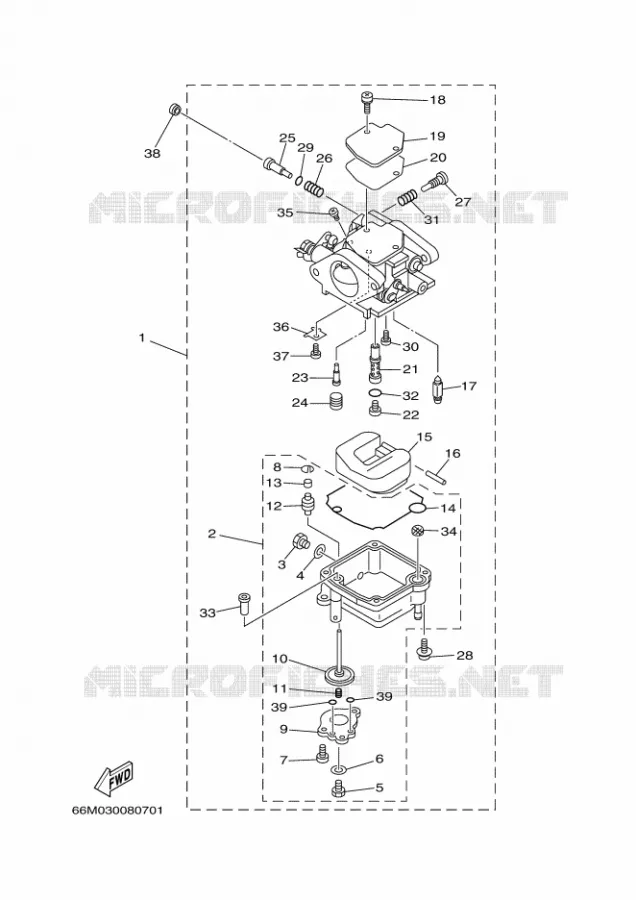 CARBURATEUR Yamaha OUTBOARD ENGINES 15hp (11.0kW) 2003 F15  F15AMHS
