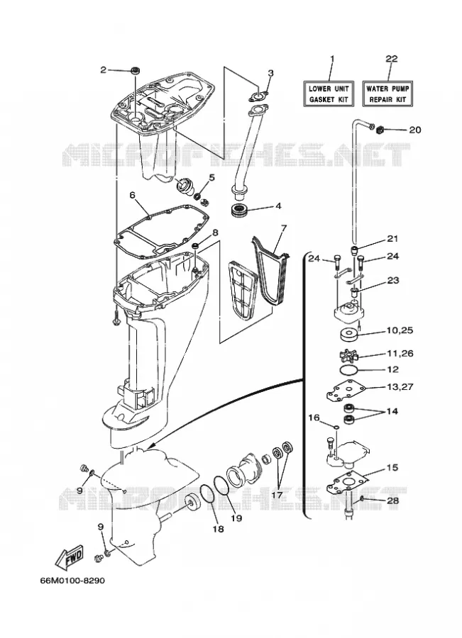 KIT DE REPARATION 3 Yamaha OUTBOARD ENGINES 15hp (11.0kW) 2003 F15  F15AMHS