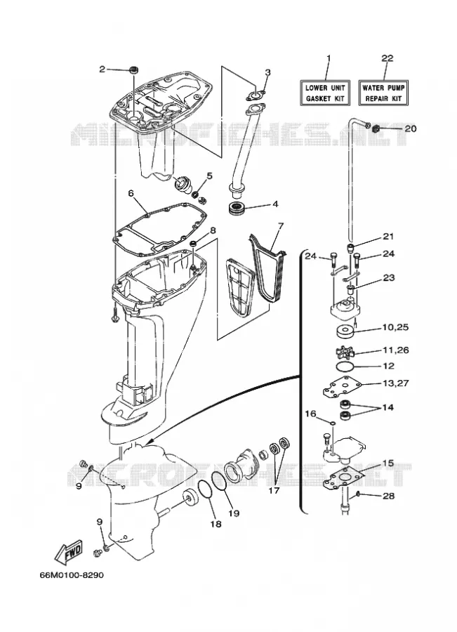 KIT DE REPARATION 3 Yamaha OUTBOARD ENGINES 15hp (11.0kW) 2003 F15  F15AMHL