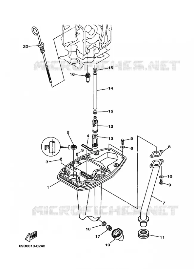 VENTILATEUR D'HUILE Yamaha OUTBOARD ENGINES 15hp (11.0kW) 2002 F15  F15A