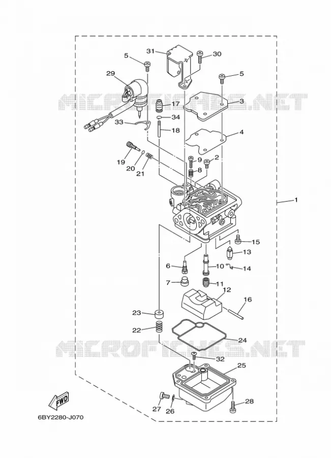 CARBURATEUR Yamaha OUTBOARD ENGINES 15hp (11.0kW) 2014 F15  F15CMHS