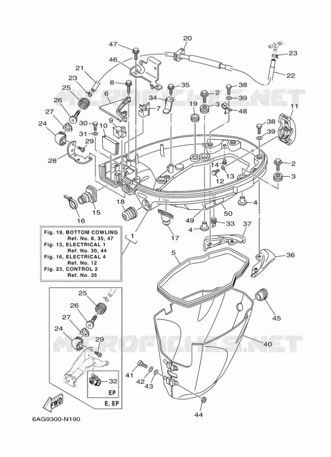 CAPOT INFERIEUR Yamaha OUTBOARD ENGINES 15hp (11.0kW) 2014 F15  F15CEPL