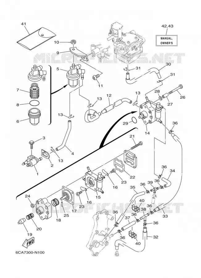 CARBURATEUR Yamaha OUTBOARD ENGINES 15hp (11.0kW) 2014 F15  F15CEPL